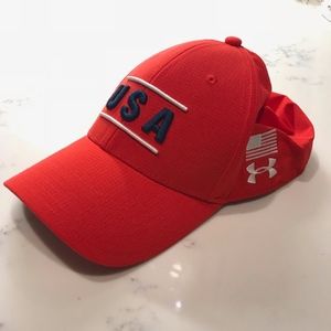 Under Armour USA Red Fitted Hat Cap NWOT